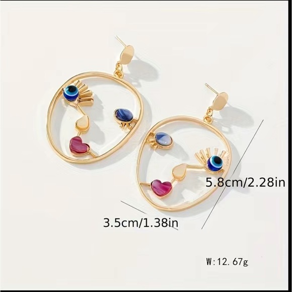 Abstract Gold Cut Metal Face with Colorful Accents - Picture 7 of 7
